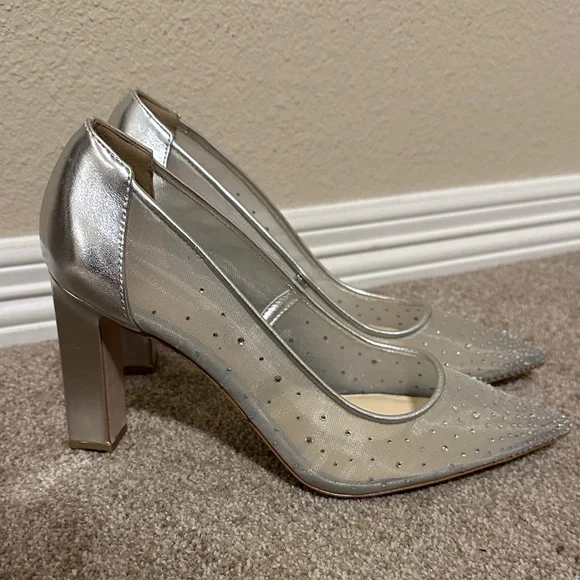 Jessica Simpson Silver Mesh Jewel Women's Heels - Picture 7 of 10
